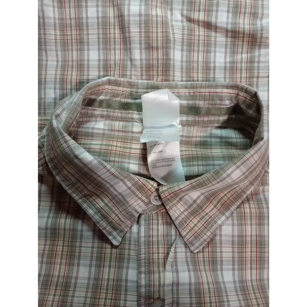 North Face Shirt Mens Large Brown Plaid Short Sleeve Button Up Outdoors Casual‎